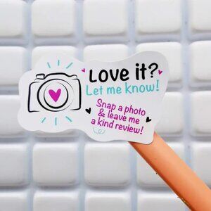 "Love It? Let Me Know!" Thank You Stickers Cute Camera Design, 1.6" Pack of 100